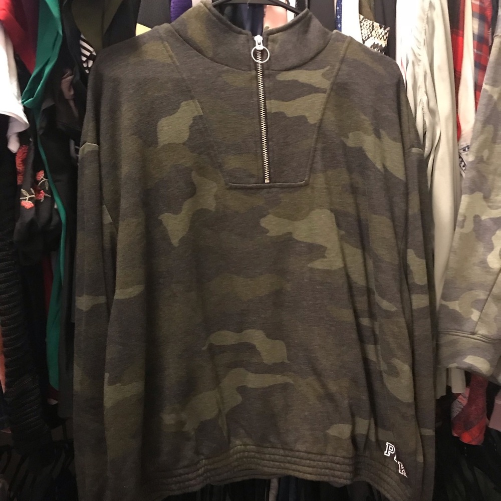 Victoria’s Secret PINK Camo 1/4 Zip Sweater NWOT